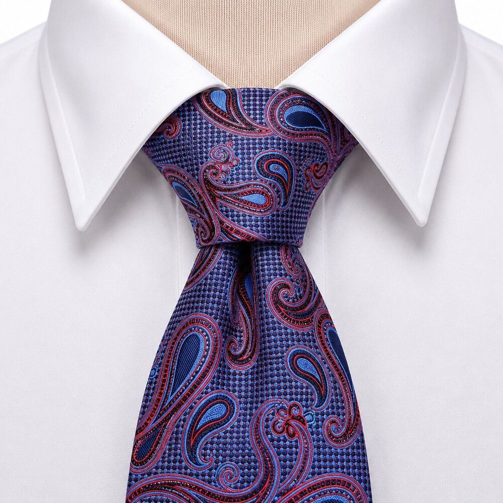 Cremieux Handmade Silk Dress Tie Purple Navy Red Paisley